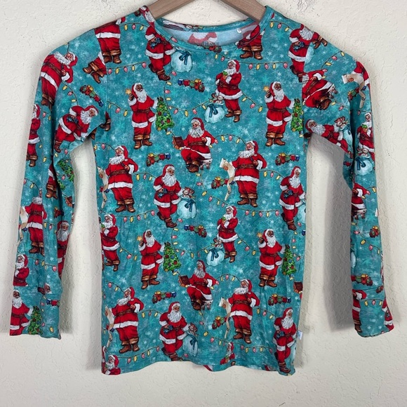 Posh Peanut Kids Bamboo Christmas Holiday Santa Pajama Top Size 8 - Picture 1 of 5